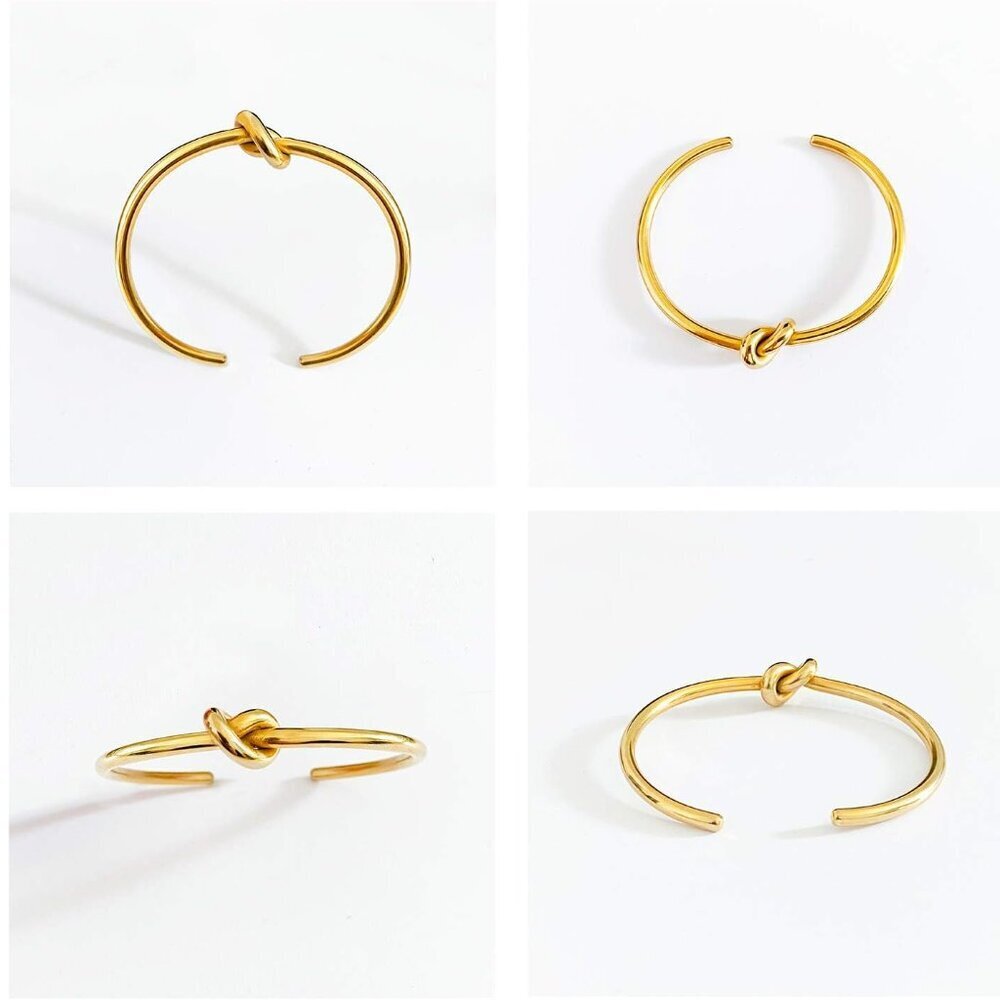 Cuff Bangle Gold Bracelets for Women | Tie The Knot Love Bracelet for Bridesmaid - Picture 2 of 6
